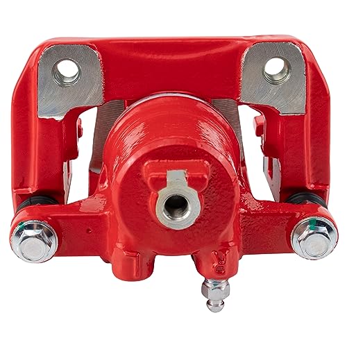 Image of TRQ Rear Brake Caliper Set Painted Red Brackets Compatible with 2001-2003 Acura CL 1999-2008 TL 2003-2011 Honda Element