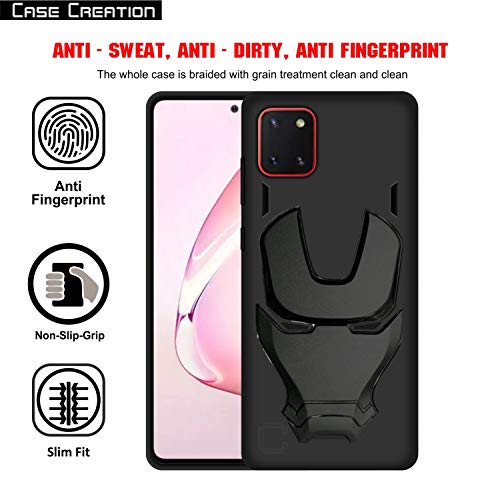 Image of COVERLY Official 3D Touch Feel Trending Marvel Avengers Logo Mask Soft Rugged Grip Silicone Iron Man Super Power Cartoon Movie Engraved Silicone Matte Back Cover for Xiaomi Poco C3 -Black