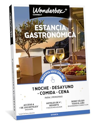 WONDERBOX connect - Caja Regalo - Estancia Gastronómica - 1 Noche con Comida y Cena en España para 2 Personas Entre más de 200 hoteles en España