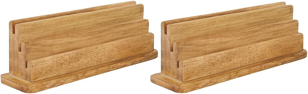Wooden Playing Card Holder Set of 2 for Table Games, Card Storage and Display Card Holders for Playing Cards Slim Stand, for Adults Seniors Kids, 3 Slots