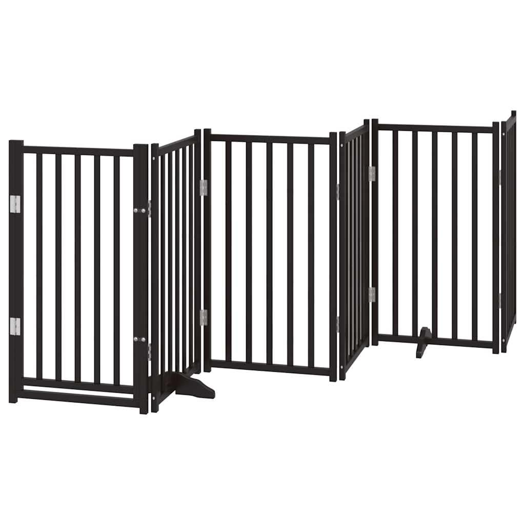 vidaXL Puerta de Perros Plegable 6 Paneles Madera Abeto Negra 300 cm, Puerta para Mascotas, Puerta de Seguridad para Perros, Puerta para Perros de Seguridad