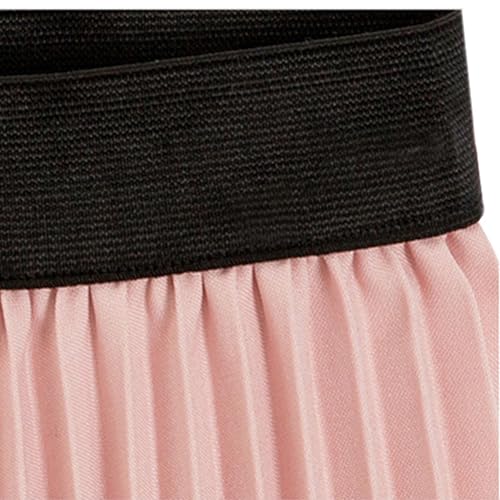 Women's Elastic Waistband Pleated Chiffon Midi A-Line Skirt3