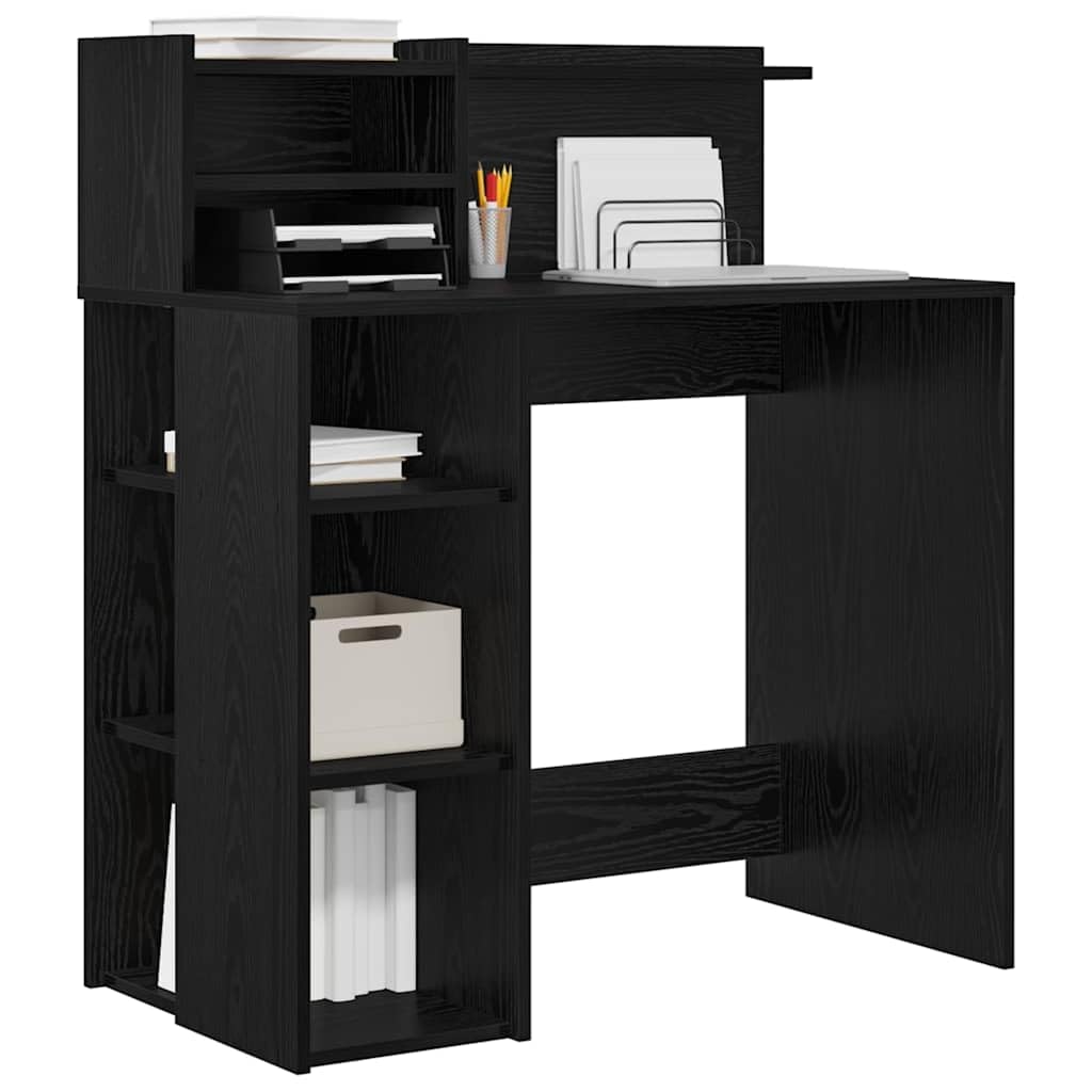 Scrivania da lavoro con scaffale, 90 x 48 x 101,5 cm, in legno, 4 ripiani, per casa, ufficio, camera dei ragazzi, spazio per laptop, PC, monitor, gaming, scrittura