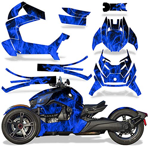 Wholesale Decals Roadster Graphics Full kit Sticker Decal Compatible with Can-Am Ryker 2018-2022 - Blue Flames