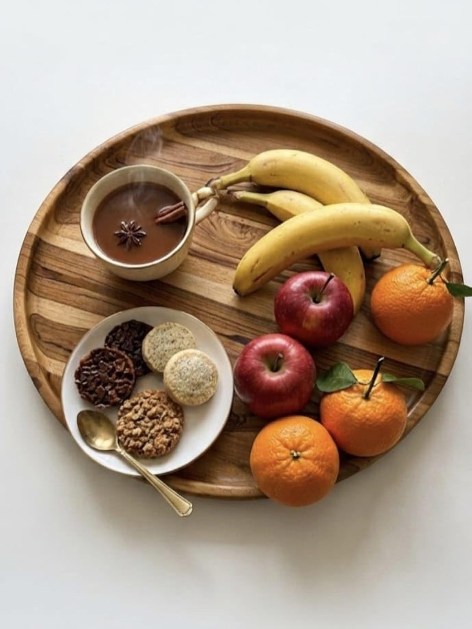 Handcrafted Premium Teak Wood Round Serving Tray
