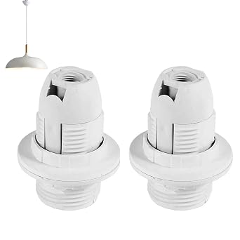 2PCS E14 Lamp Holder, Plastic Bulb Holder Socket with Lampshade Ring, Pendant Socket Lampshade for Home, Electric Light Fitting Parts for Table & Floor Lamp and Ceiling Fixtures