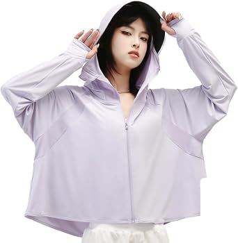 UPF50+ UV Protection Hoodie Lab-Tested 95% UV Block, Detachable Visor for Hiking/Beach/DrivingFree UV Card Thumb-Asavine Purple,OneSize
