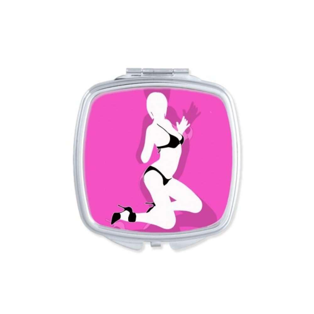 Miroir carré maquillage compact Rose Bikini portable pour corriger vos imperfections partout en un geste