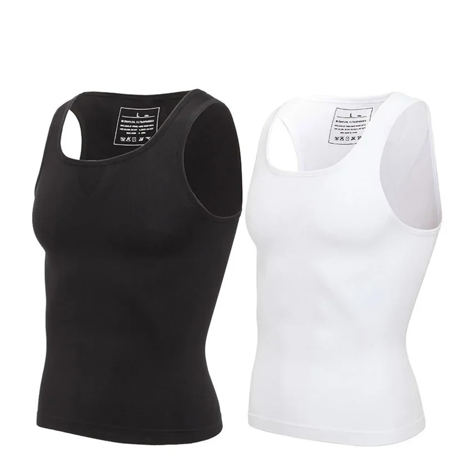 Camiseta Reductora Hombre Camiseta de compresión for Hombre Adelgazante Moldeador de Cuerpo for Ocultar Moobs Camisetas sin Mangas for Entrenamiento Camisetas Interiores(2PCS,XXL)