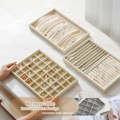 Image of Large Velvet Jewelry Tray Display Drawer Inserts 2 Pack
