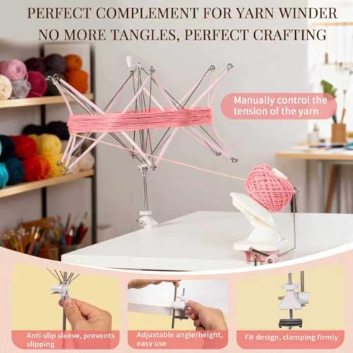 Image of SPEENSUN Yarn Swift, Adjustable Angle /Height Yarn Umbrella Turn Loose Yarn into Tidy Skeins, Easy to Install and Foldable, Perfectly Paired with Yarn Winder, with Storage Bag and Packaging Box