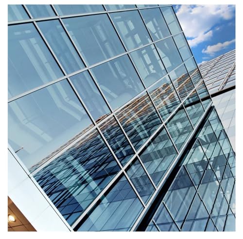 Image of CREON One Way Window Film, Privacy Window, UV Blocking, Non-Adhesive Static Cling Heat Control Reflective Glass Film for Home and Office 20x135 (Inch), LITE- Blue- Film