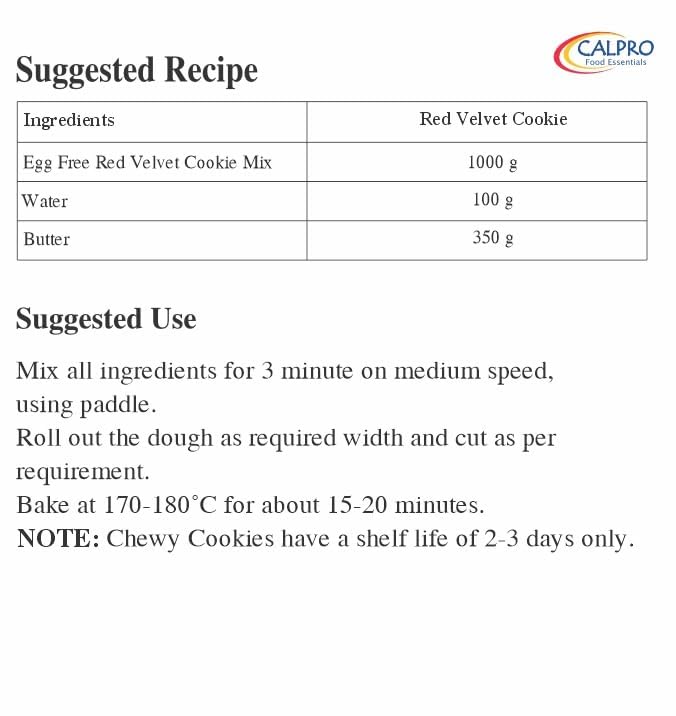 Image of Calpro's Red Velvet Cookie Premix | Eggless, Calpro's Red Velvet Cookie Premix - 1KG | Eggless, Cheese-Flavoured, High Protein ! 100% Vegetarian Ideal for Gifting & Snacking ! Primix Powder 1kg