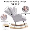 Aunekiv Silla Mecedora de Lactancia y Relax Tapizada de Peluche con Patines de Madera, Silla Balancín Cómoda con Reposabrazos para Salón, Dormitorio y Habitación de Bebé, Gris #5