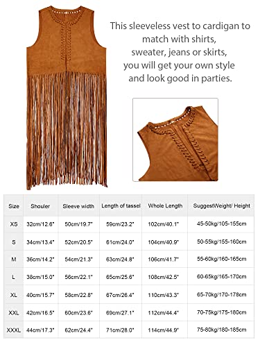 Yahenda Conjunto de fantasia hippie feminina anos 70 anos 70, colete com franjas, boho, calça rodada
