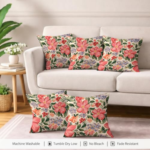 Image of STITCHNEST 'Little Meadow Series' Cushion Cover | Set of 5 | Floral Cushion Cover 16 inch x 16 inch