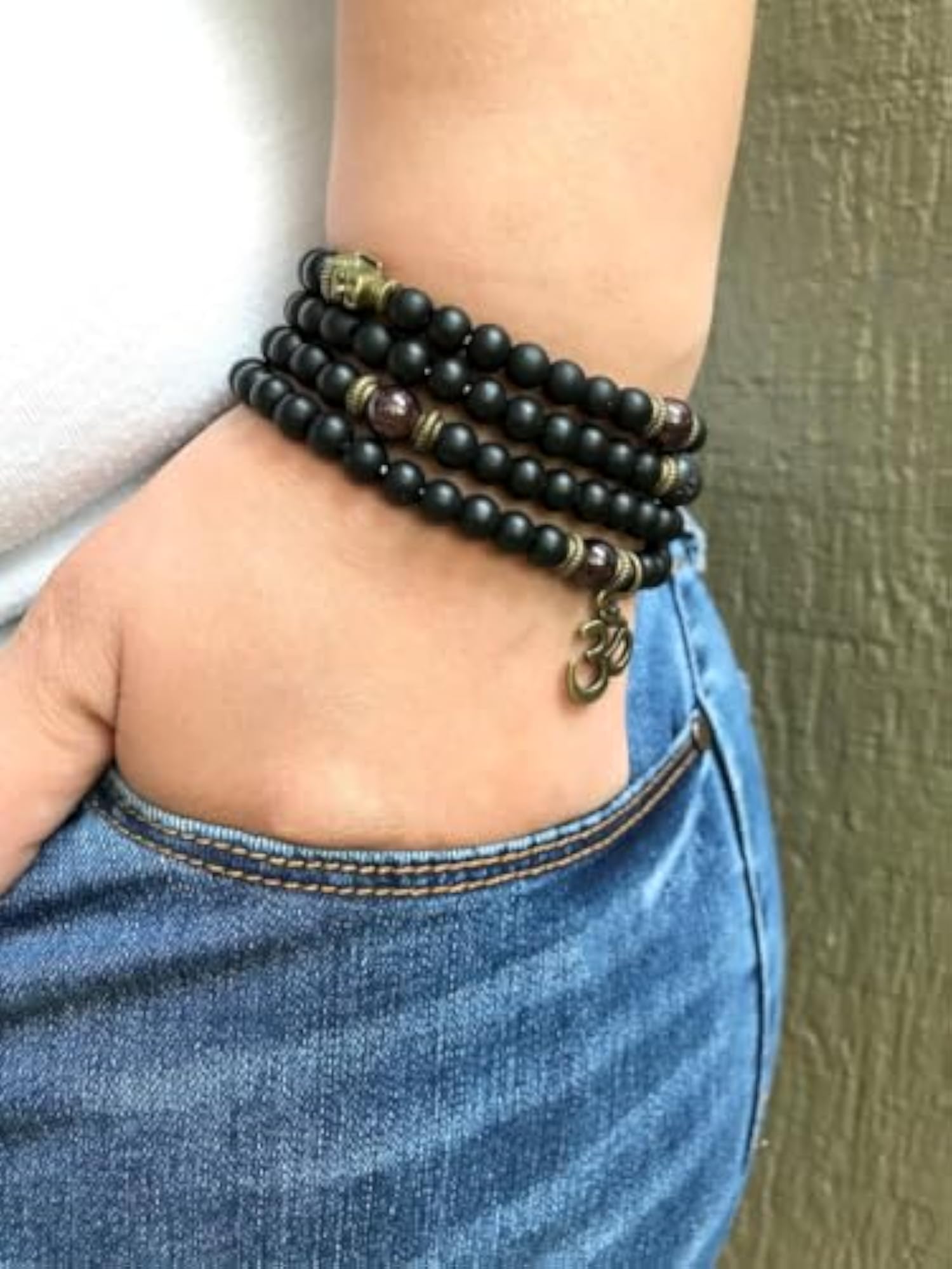Natural Matte Onyx 108+1 Beads Prayer Mala Necklace