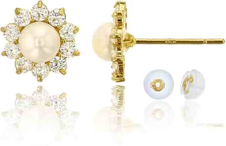 Amazon.com: 14K Yellow Gold 4mm Freshwater Pearl White