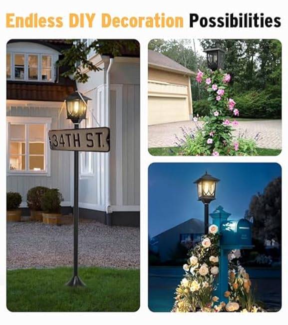 63 Solar Lamp Post Light 2 Pack, Solar Light Posts for Outside Waterproof, Outdoor Lamps for Patio, Backyard, Front Porch Decor, Warm White, Replaceable Bulb