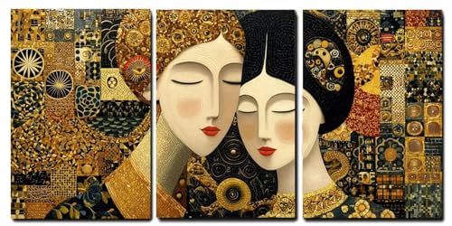 Ensemble de 3 tableaux moderne abstrait de couples, impression sur toile deco