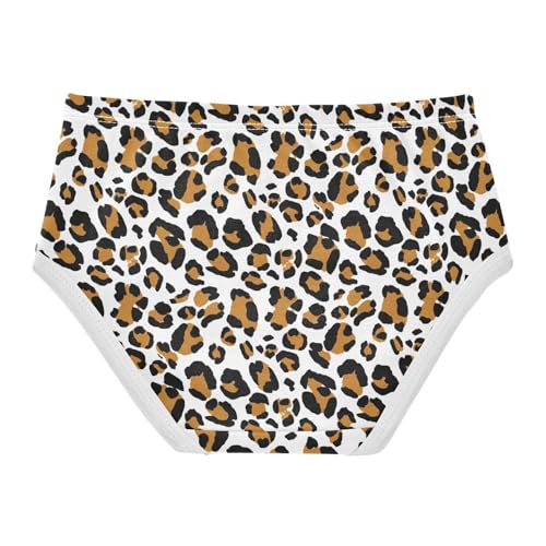 Classic Brown Leopard Print White Panties for Girl Toddler Underwear Floral Cotton Animal Briefs Kids Undies 2t2