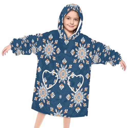 Wearable Blanket Hoodie for Kids, Watercolor Aztec Fleece Sweatshirt Blanket Oversized Blanket Sweatshirt with Pocket Flannel Warm Hooded Blanket 6-10 Year Old Girl Boy Gift, One Size