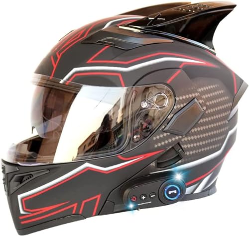Casque de moto bluetooth intégral XXL rabattable avec double visière