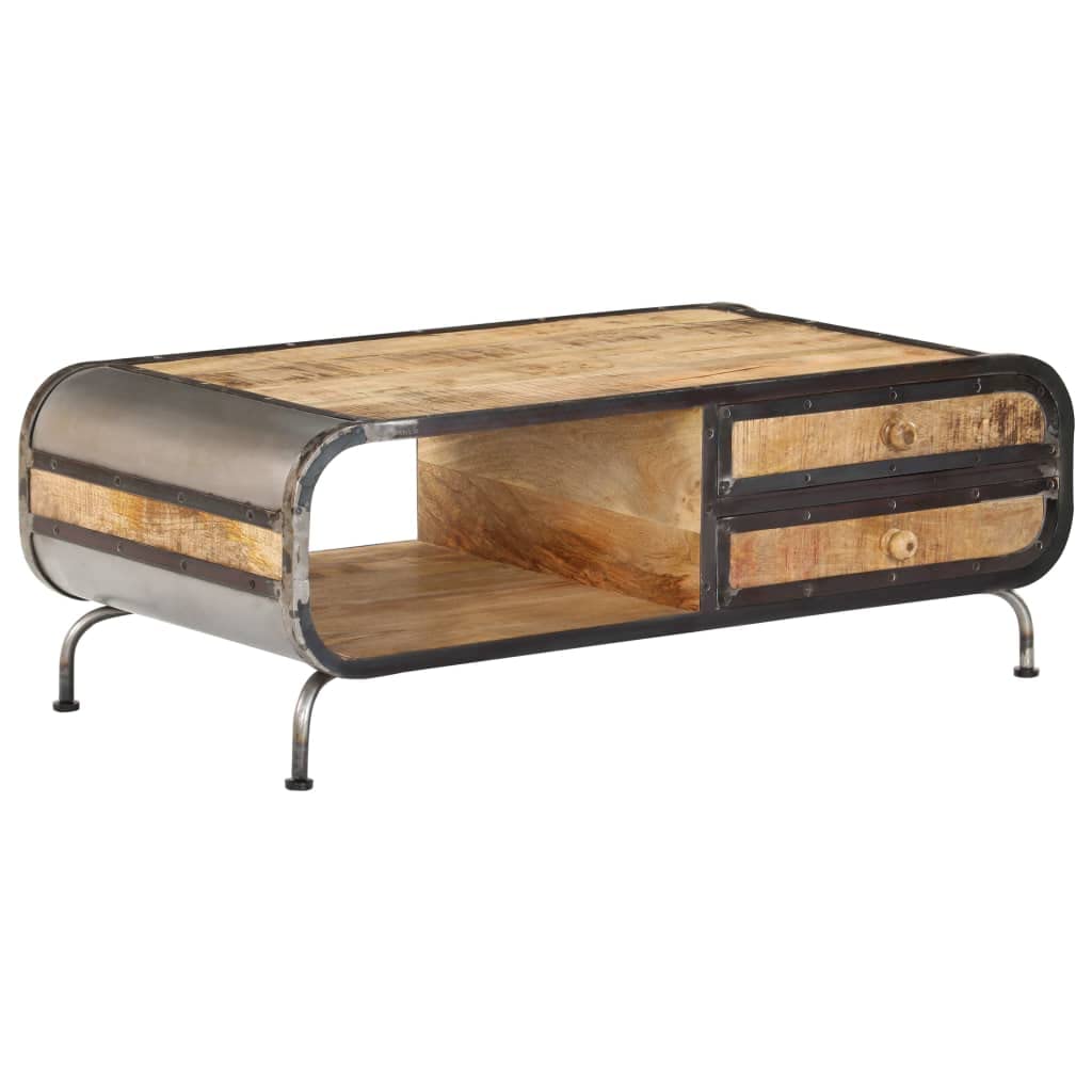 Mesa de café de 100 x 50 x 35 cm, de madera maciza de mango, para salón, mesas de salón, mesas de salón, para un ambiente acogedor