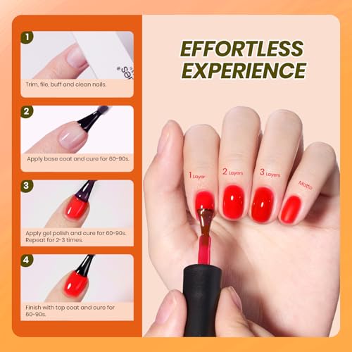 Image of Beetles Jelly Gel Nail Polish Set - 6 Colors Jelly Gel Polish Kit Yellow Orange Burgundy Red Purple Green Sheer Translucent Soak off UV Nail Art Manicure Gift for Women