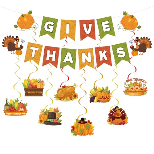 Spirale del Banner del Ringraziamento,17pcs Set di Decorazioni Autunnali - Decorazione a Spirale del Autunno Ringraziamento Striscione di Carta per Decorazioni Autunnali