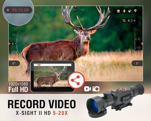 ATN X-Sight II HD 5-20 Smart Day/Night Rifle Scope w/1080p Video, Ballistic Calculator, Rangefinder, WiFi, E-Compass, GPS, Barometer, IOS & Android Apps