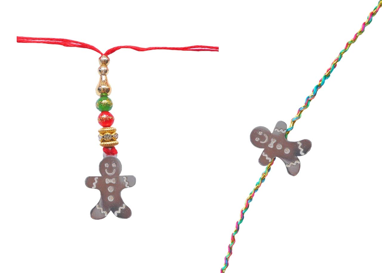 Veer JewelsPure 925 Sterling Silver Teddy Design Bhaiya Bhabhi Rakhi with Thread For Bhaiya Bhabhi
