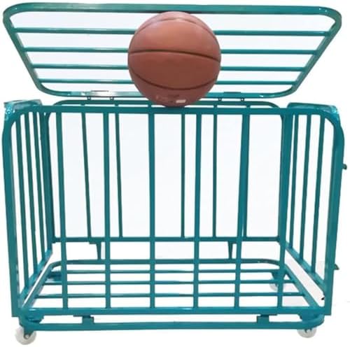 Large Capacity Sports Ball Storage Rack with Wheels, Metal Storage Bin for Football, Basketball, Volleyball, Soccer - Ideal for Schools & Kindergartens, 90x70x70cm
