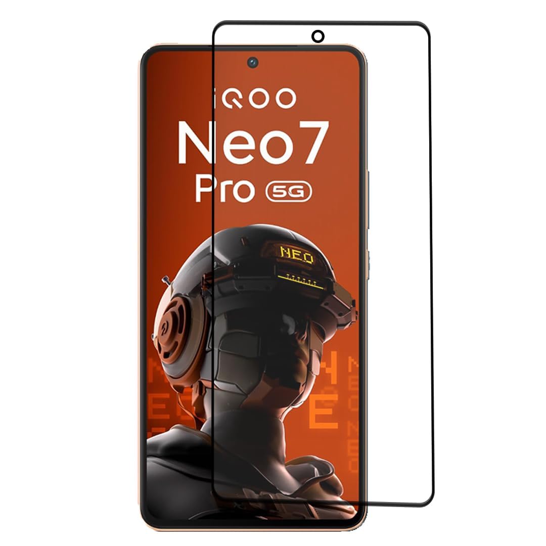 Amazon Brand - Solimo Edge-to-Edge Protector Tempered Glass for Iqoo Neo 7 Pro 5G, Iqoo Neo 7 5G, Iqoo 11 5G and Iqoo 9T 5G (6.78 Inch) with Easy Self Installation Kit | Black