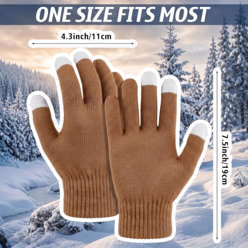Image of Pangda 12 Pairs Winter Touch Screen Gloves for Men Women Stretch Knitted Texting Gloves Warm Windproof Solid Color Mittens