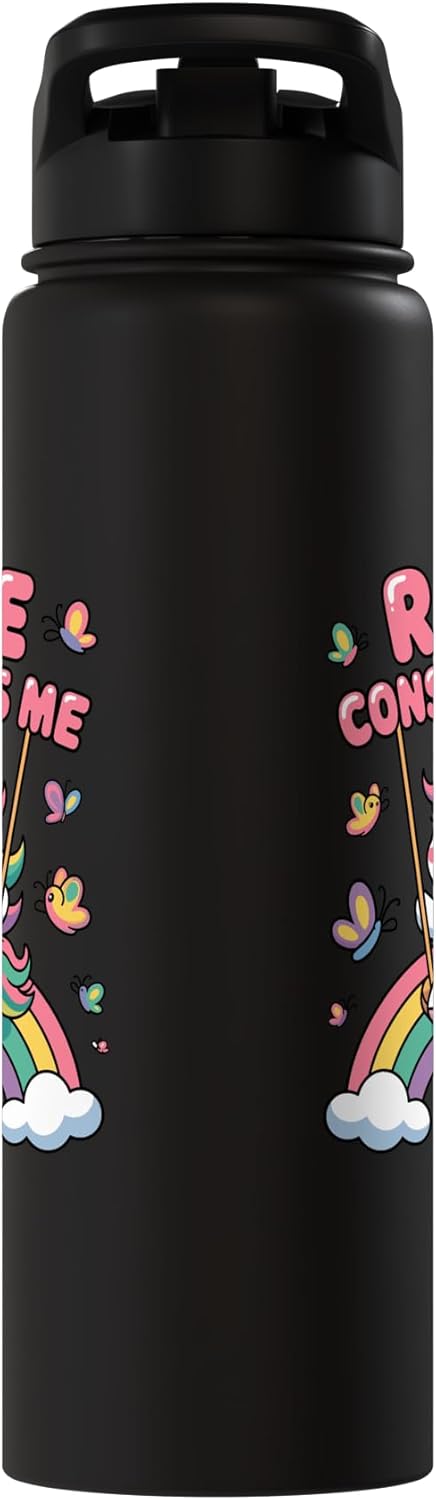 Rage Consumes Me, Funny Sarcastic Unicorn Girls Stainless Steel Insulated Water Bottle - Image 4