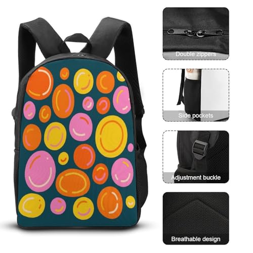 Circular Graffiti 3pcs Lightweight Travel Backpack Printed Backpack With Lunch Pack Storage Box Case3