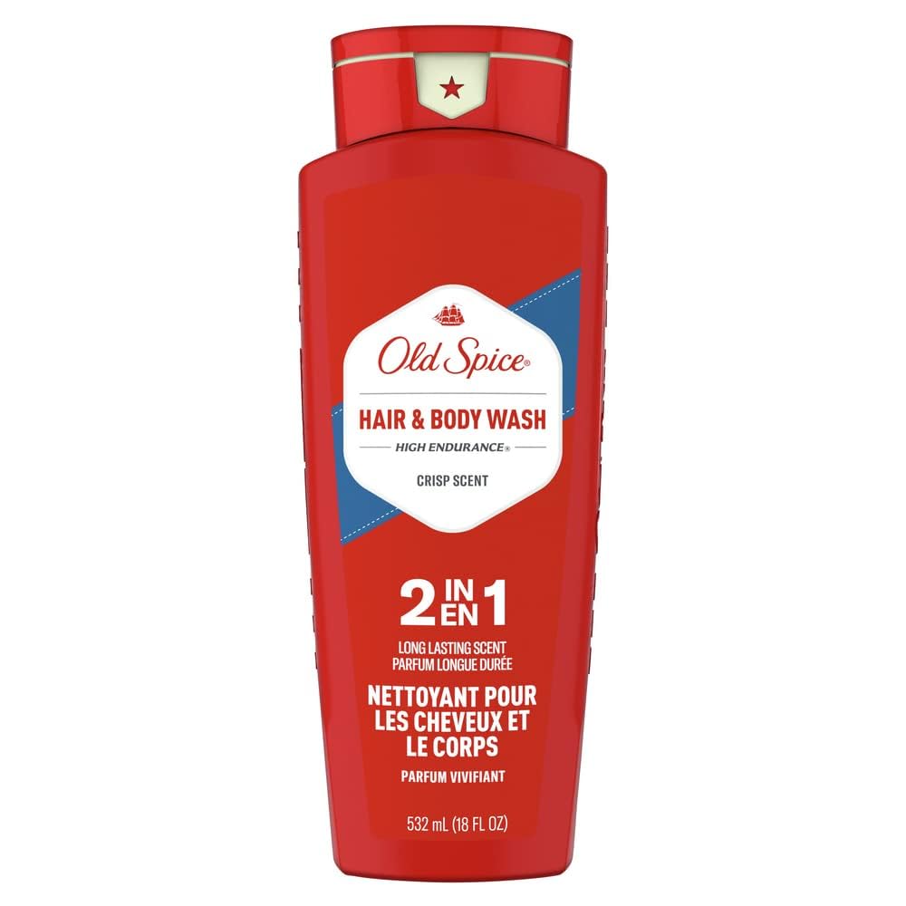 Old Spice High Endurance Hair + Body Wash for Men, Crisp Scent, 18 fl oz