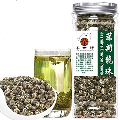 Plant Gift Jasmine Green Tea Pearls Loose Leaf Tea Hand Rolled, Jasmine Dragon Pearls Organic Green Tea For Weight Loss Tea 130G / 4.58oz Cover
