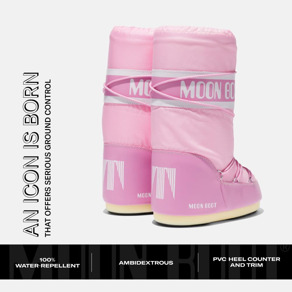 Moon Boot, Icon Nylon Insulated Slip On Unisex Snow Boots: 8-9.5 Women/7-8.5 Men Pink