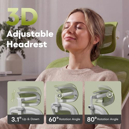 Image of Ergonomic Office Chair with Memory Foam Seat, Computer Desk Chair | 3.5 inch Memory Foam Cushion, 3D Adjustable Headrest, Lumbar Support, Flip-Up Armrests, Breathable Mesh, 330LBS Weight Capacity