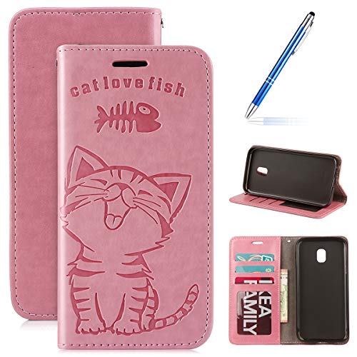 Robinsoni Case Compatible with Samsung Galaxy J330 Phone Case Wallet Galaxy J330 Leather PU Cover Shockproof Kickstand Case Flip Note Book Style Phone Cover Heavy Duty Case Heavy Duty Case Cat