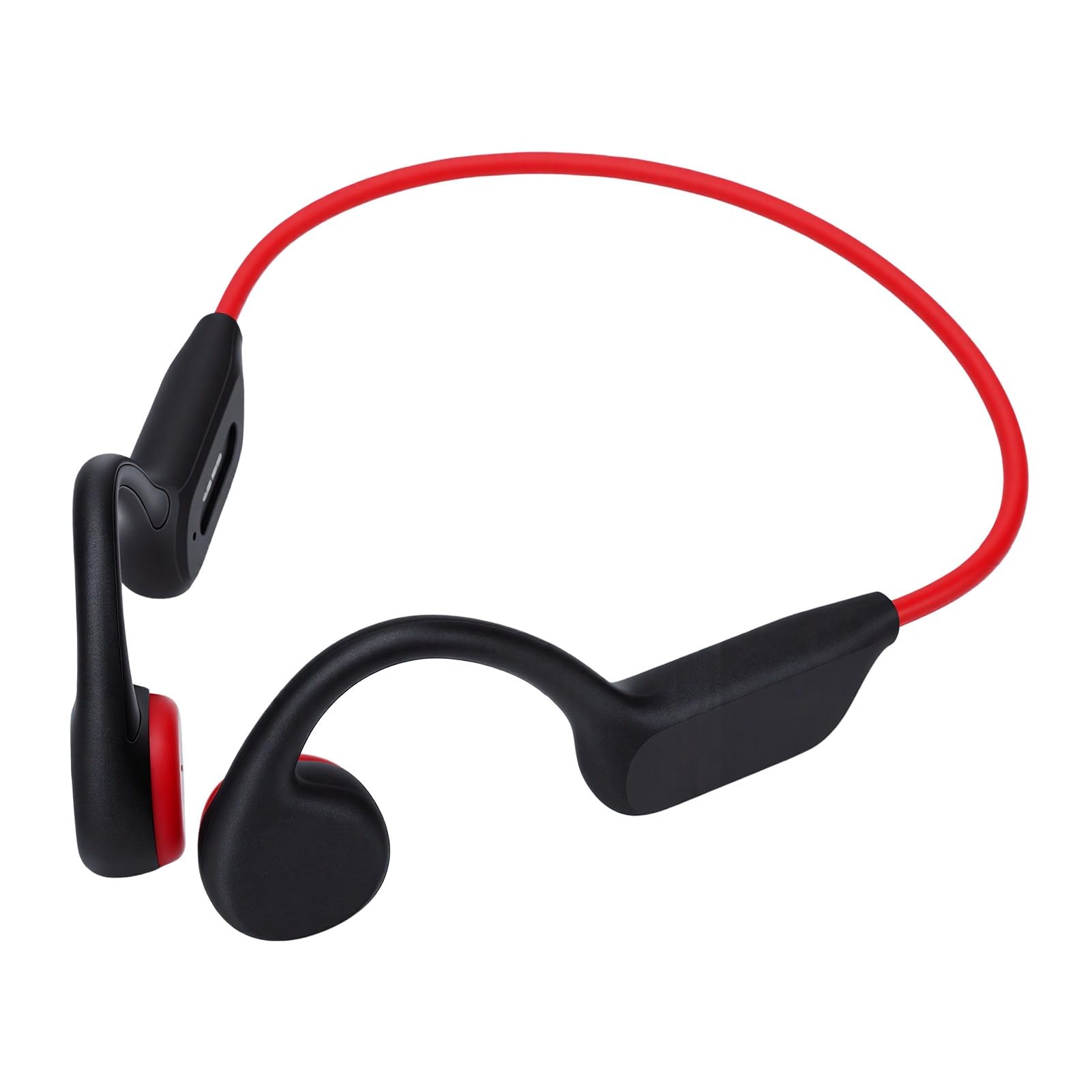 Sxhlseller Cuffie a Conduzione Ossea, Auricolari Bluetooth 5.4 con MP3 da 32GB, for Nuoto e Allenamento (nero rosso)
