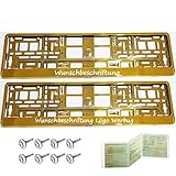 2 Stück EU Standard Kennzeichenhalter GOLD CHROM mit Ihrem Werbetext , Logo (max. 52 Zeichen , 1 farbig oder mehr farbig )