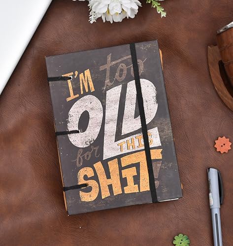 Image of Handmade Vintage Style Hardcover Journal for Writers, Artists | Eco-friendly Recycled Paper Diary with Elastic Closer | Unique Graphic Design (5x7 Inch)