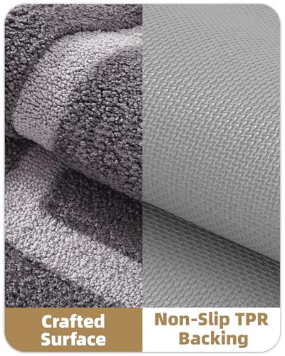 Image of Color&Geometry Gray Bathroom Rugs 36x24, Extra Soft Absorbent Microfiber Bath Rugs, Non-Slip Bathroom mat, Washable Plush Bath Mats for Bathroom, Shower, Bathtub, Laundry, Dark and Light Grey