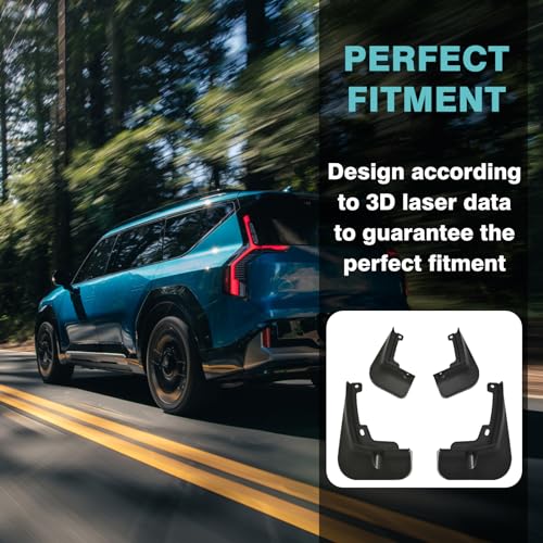 Image of BestEvMod Mud Flaps Splash Guards Compatible with 2024 2025 2026 Kia EV9 Accessories Splash Fender Winter Vehicle Sediment Dirt Protection Set of 4 No Need to Drill Holes