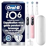 Oral-B Brosses à Dents Electriques iO 6 Duo, 3 Brossettes, Grise et Rose – 5 Modes de Brossage dont Blancheur et Soin des Gencives, Capteur de Pression, Batterie Rechargeable, Etui