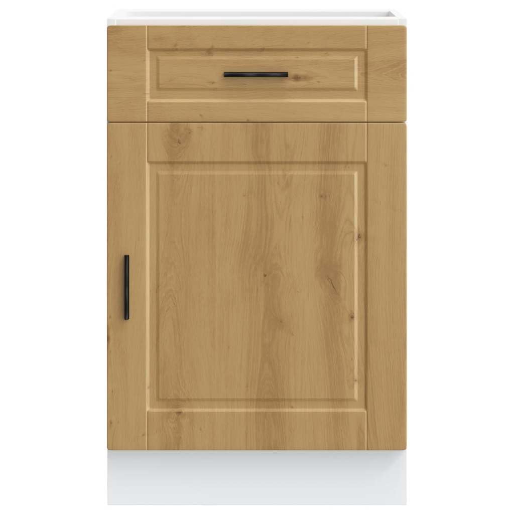 Porto Artisan - Mobiletto da cucina in legno di quercia Artisan, 50 x 46 x 81,5 cm, con ante e piedini regolabili, ideale per armadietti da cucina