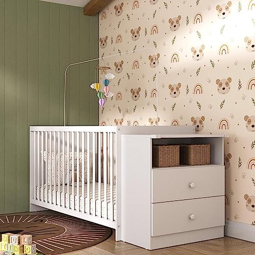 Multimóveis Berço Cômoda Meu Bebê Fg2870 para Colchão 60 x 130 cm Branco